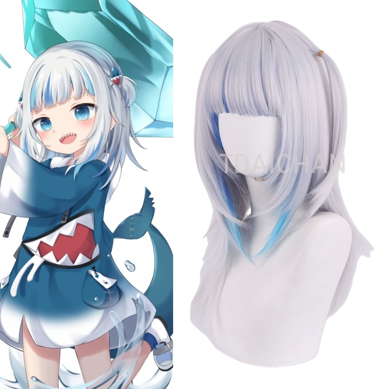 Gaming Accessories Korea - Peluca de Cosplay Gawr Gura 2025,