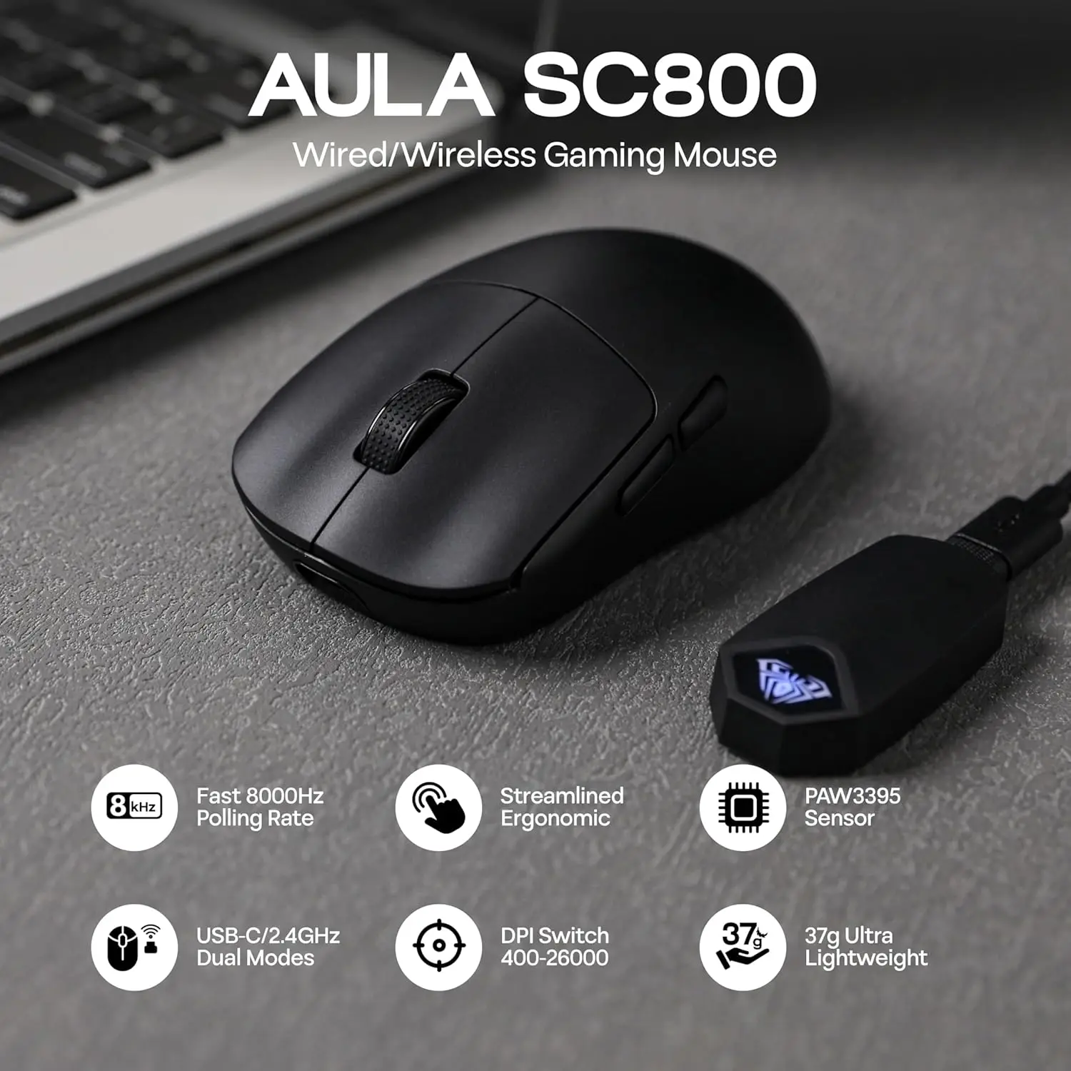 Gaming Hand Accessories - Ratón para juegos AULA SC800 USB-C
