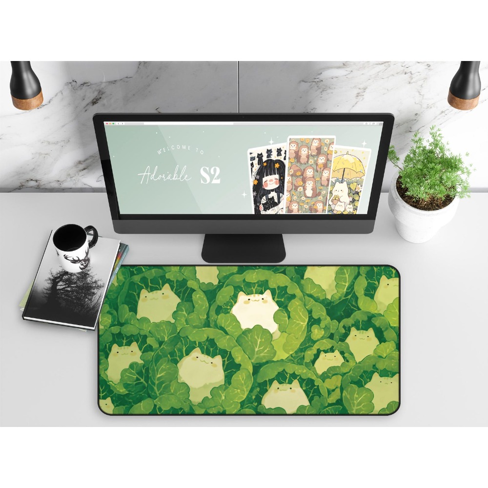 Gaming Accessories Officeworks - Alfombrilla de Escritorio Kawaii, Gatos Adorables
