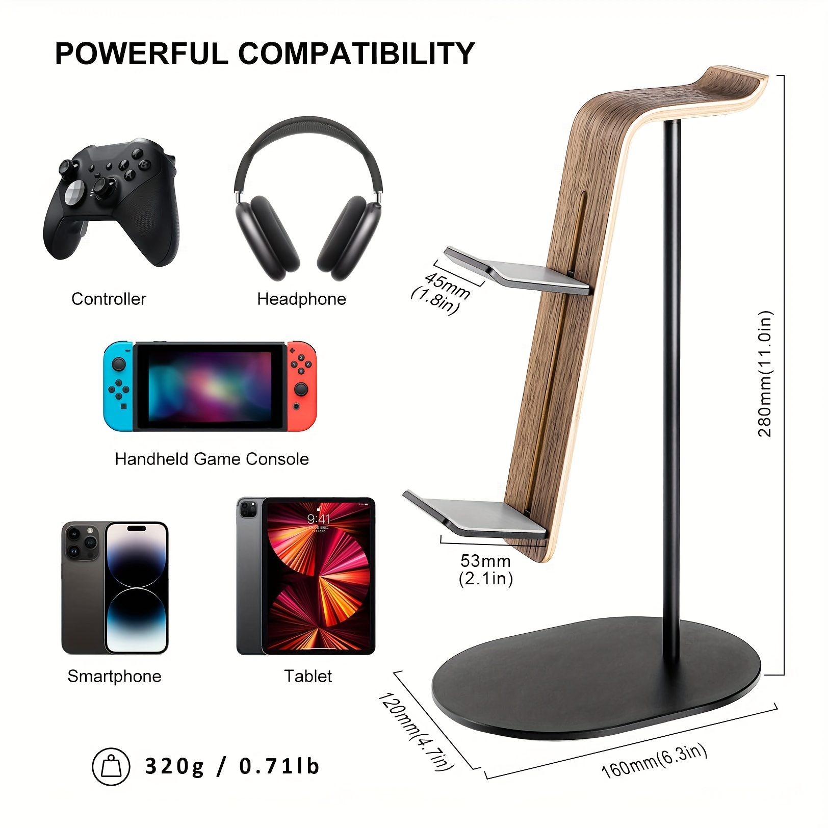 Gaming Controllers Xbox Accessories - Soporte de madera para controlador y