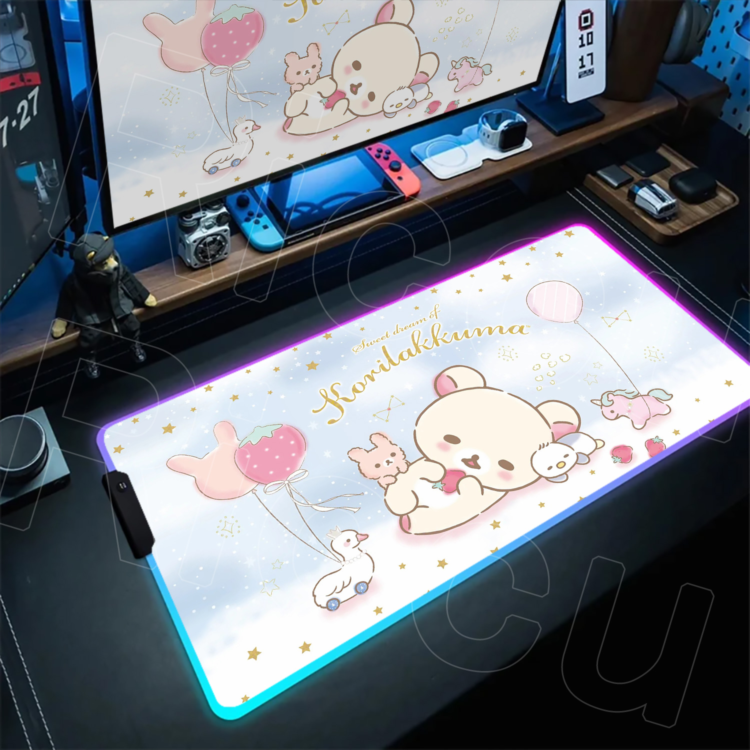 Gaming Accessories Officeworks - Alfombrilla de Ratón RGB Rilakkuma Grande