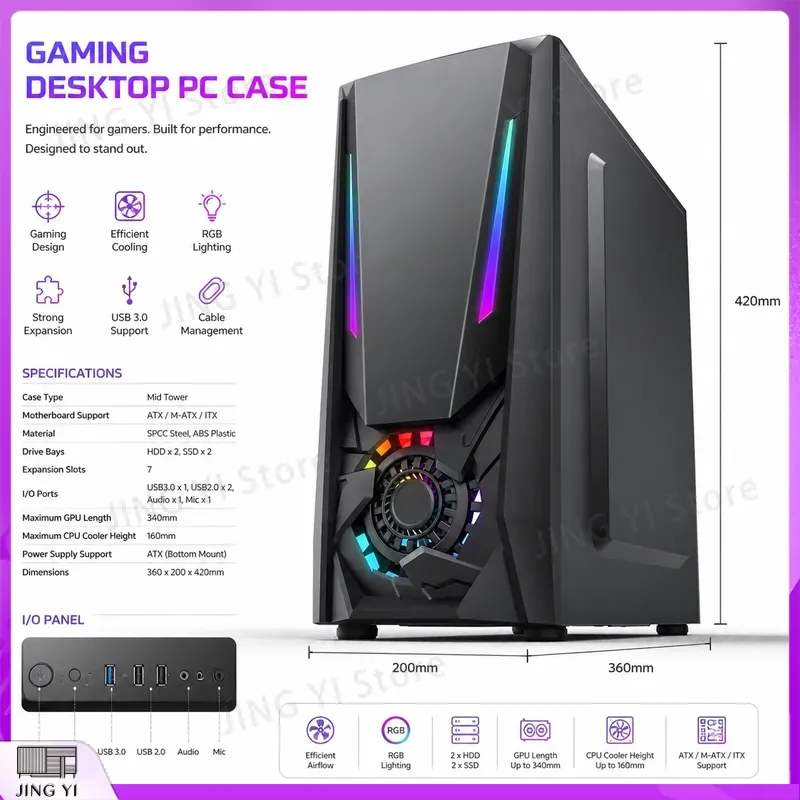Caja de PC para Juegos ATX, Ch - Gaming Hardware And Accessories reseña y precio