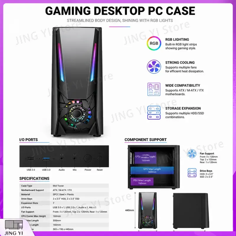 Caja de PC para Juegos ATX, Ch - Gaming Hardware And Accessories reseña y precio