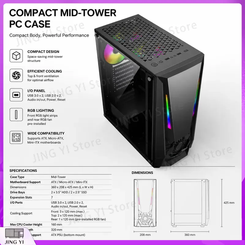 Caja de PC para Juegos ATX, Ch - Gaming Hardware And Accessories reseña y precio