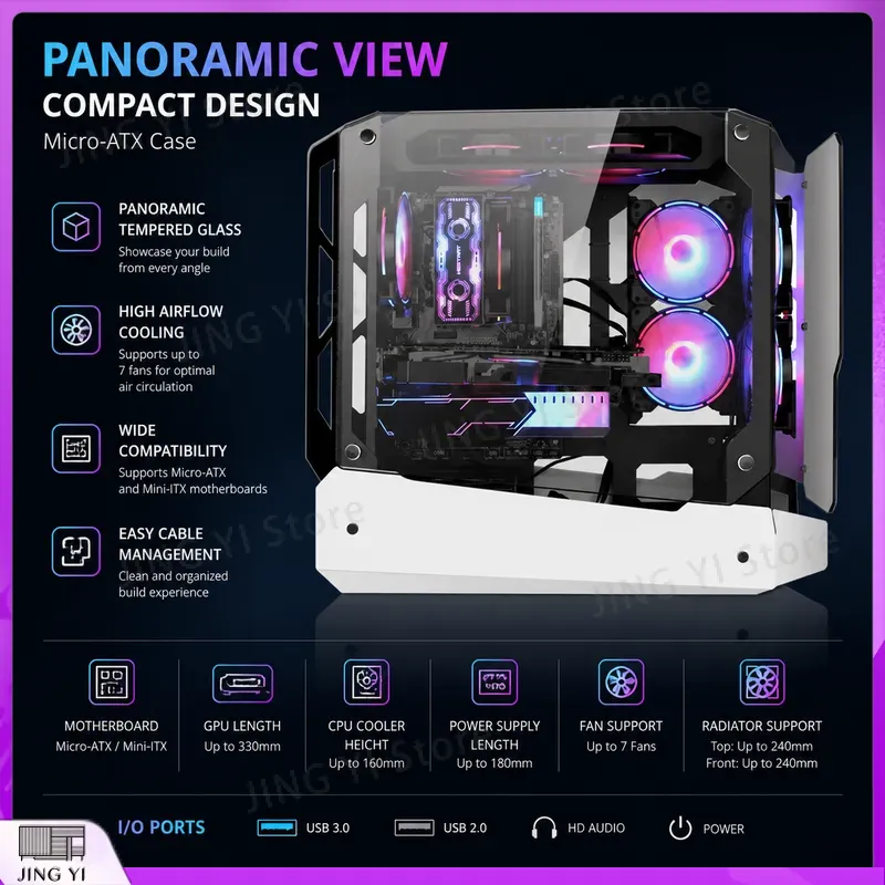 Caja de PC para juegos mATX, c - Gaming Hardware And Accessories reseña y precio
