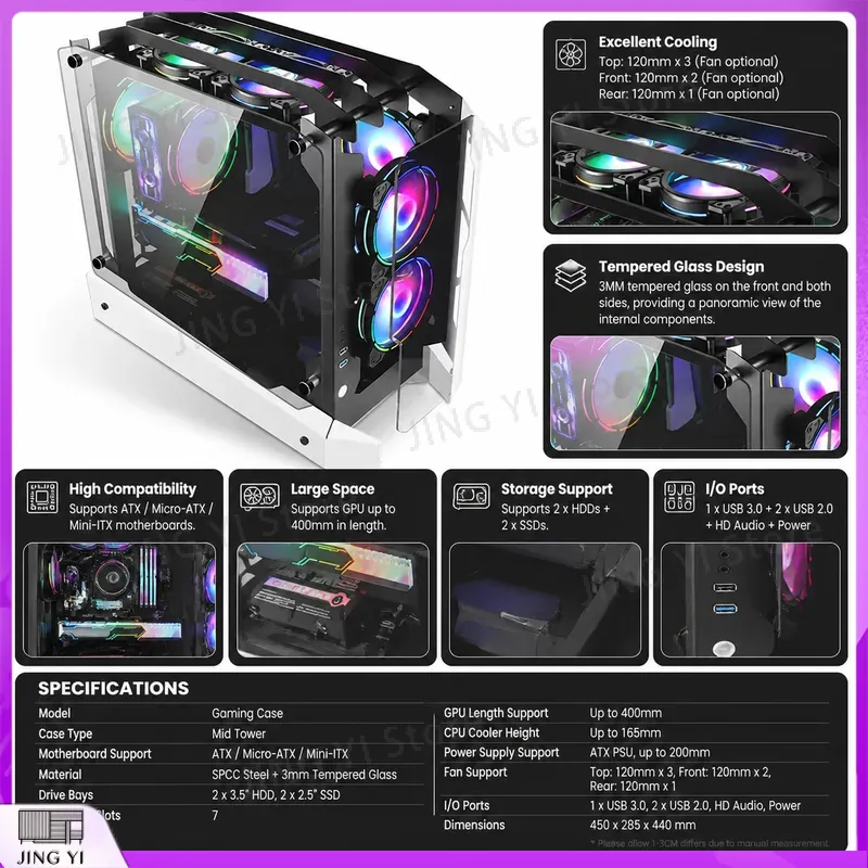 Caja de PC para juegos mATX, c - Gaming Hardware And Accessories reseña y precio